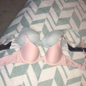 blue & pink “pink” bras!! sold together